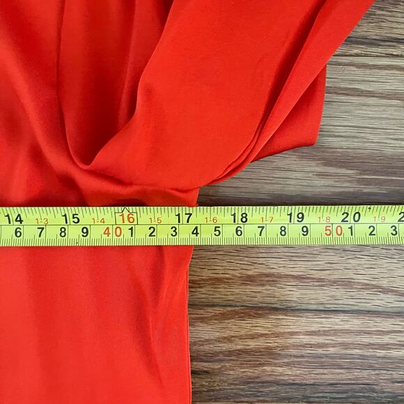 Milly Womens Silk Blend Tie Front Top Size XS Coral Stretch Casual Chic Blouse - Picture 9 of 10